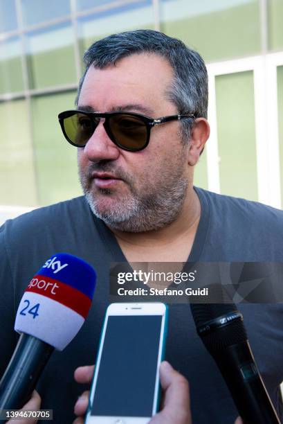 Agent Mino Raiola arrives in Turin ahead of Matthijs De Ligt signing with Juventus FC on July 17, 2019 in Turin, Italy.