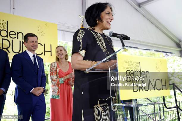Tammy Haddad speaks onstage during the 27th Annual White House Correspondents' Weekend Garden Brunch on April 30, 2022 in Washington, DC.