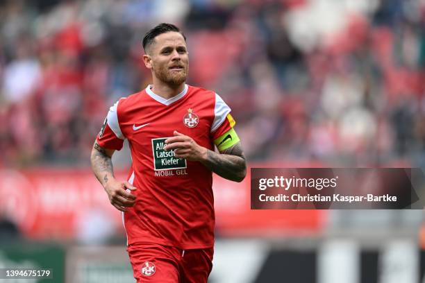 Mike Wunderlich of 1.FC Kaiserslautern reacts during the 3. Liga match between 1. FC Kaiserslautern and Borussia Dortmund II at Fritz-Walter-Stadion...