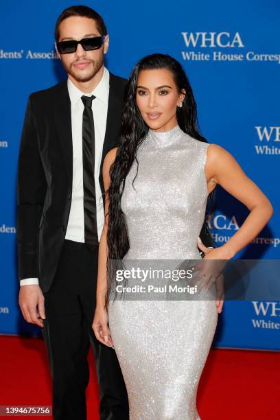 Pete Davidson and Kim Kardashian attend the 2022 White House Correspondents' Association Dinner at Washington Hilton on April 30, 2022 in Washington,...