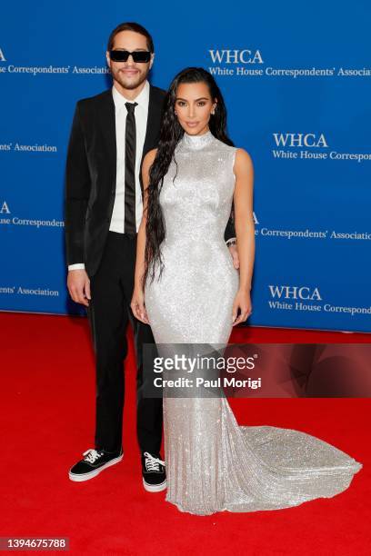 Pete Davidson and Kim Kardashian attend the 2022 White House Correspondents' Association Dinner at Washington Hilton on April 30, 2022 in Washington,...