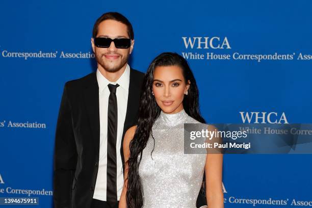 Pete Davidson and Kim Kardashian attend the 2022 White House Correspondents' Association Dinner at Washington Hilton on April 30, 2022 in Washington,...