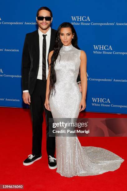 Pete Davidson and Kim Kardashian attend the 2022 White House Correspondents' Association Dinner at Washington Hilton on April 30, 2022 in Washington,...
