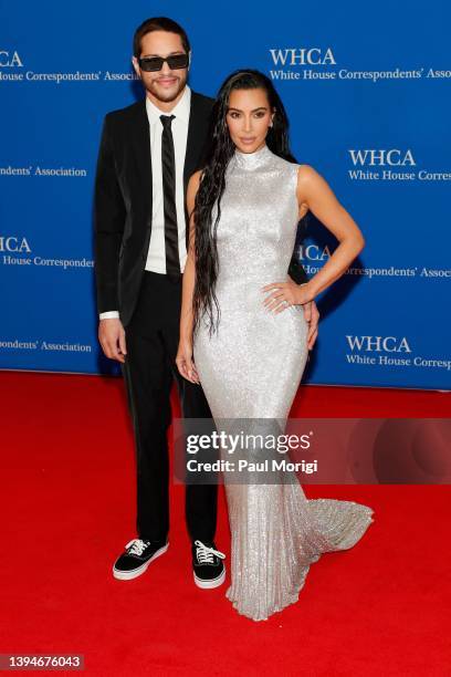 Pete Davidson and Kim Kardashian attend the 2022 White House Correspondents' Association Dinner at Washington Hilton on April 30, 2022 in Washington,...