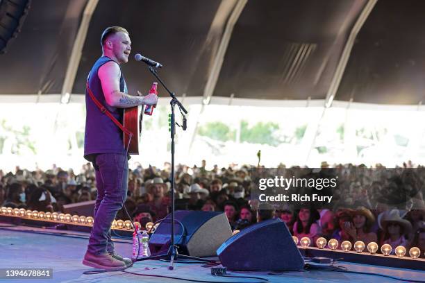 Zach Bryan performs onstage during Day 2 of the 2022 Stagecoach Festival at the Empire Polo Field on April 30, 2022 in Indio, California.