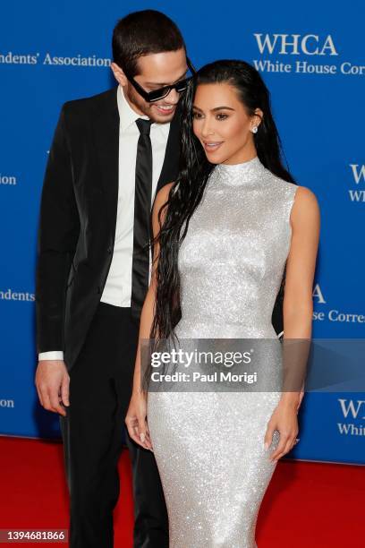 Pete Davidson and Kim Kardashian attend the 2022 White House Correspondents' Association Dinner at Washington Hilton on April 30, 2022 in Washington,...