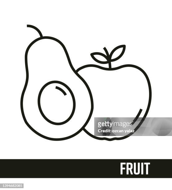 stockillustraties, clipart, cartoons en iconen met healthy life line icon concept. fruit line icon design. - bewust eten