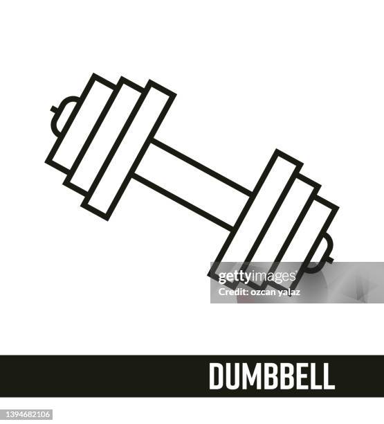 stockillustraties, clipart, cartoons en iconen met healthy life line icon concept. dumbbell line icon design. - bewust eten