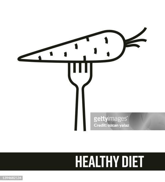 ilustraciones, imágenes clip art, dibujos animados e iconos de stock de concepto de icono de la línea healthy life. diseño de icono de la línea healthy diet. - alimentación consciente