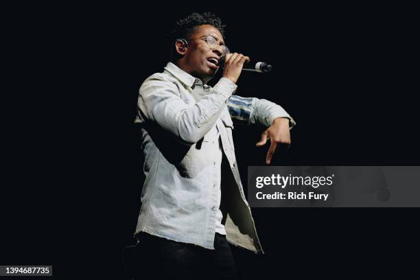 Breland performs onstage during Day 1 of the 2022 Stagecoach Festival at the Empire Polo Field on April 29, 2022 in Indio, California.