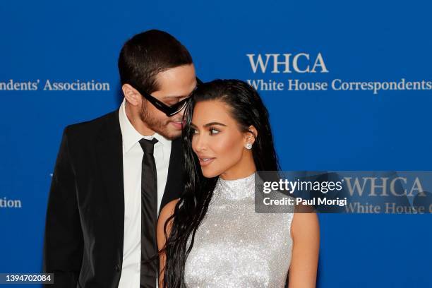 Pete Davidson and Kim Kardashian attend the 2022 White House Correspondents' Association Dinner at Washington Hilton on April 30, 2022 in Washington,...