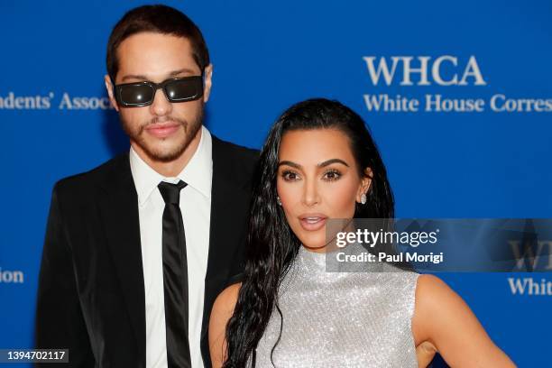 Pete Davidson and Kim Kardashian attend the 2022 White House Correspondents' Association Dinner at Washington Hilton on April 30, 2022 in Washington,...