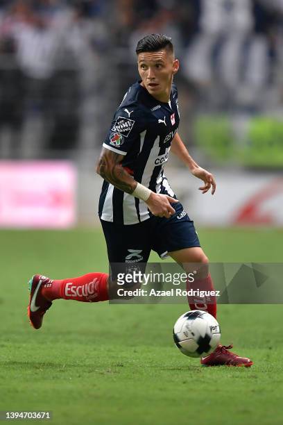 Claudio Kranevitter of Monterrey drives the ball during the 17th round match between Monterrey and Club Tijuana as part of the Torneo Grita Mexico...