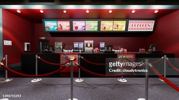 cinema snacks counter - movie theater imagens e fotografias de stock