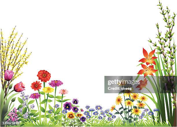 flower garden - front or back yard stock illustrations