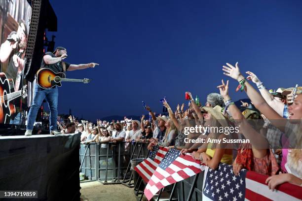 Lee Brice performs onstage during Day 2 of the 2022 Stagecoach Festival at the Empire Polo Field on April 30, 2022 in Indio, California.