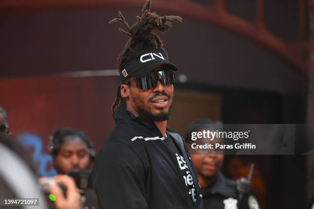 Cam Newton attends 2022 Huncho Day Celebrity Football Game during Fan Controlled Football Season v2.0 - Week Three at Pullman Yards on April 30, 2022...