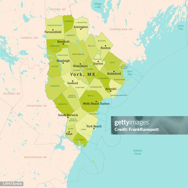 me york vector map green - kennebunkport maine stock illustrations