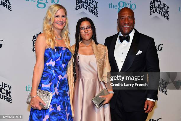 Jennifer Lucas, joined by her daughter Chloe Allen, and husband Byron Allen of the Allen Media Group at the National Museum of African American...