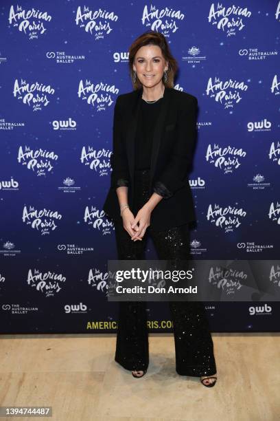 Kylie Gillies arrives at An American In Paris at Theatre Royale on May 01, 2022 in Sydney, Australia.