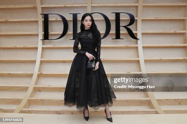 Singer Jisoo attends the DIOR Show Prefall 2022 photocall at Ewha Women's University on April 30, 2022 in Seoul, South Korea.