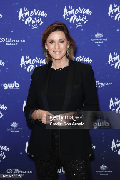 Kylie Gillies arrives at An American In Paris at Theatre Royale on May 01, 2022 in Sydney, Australia.