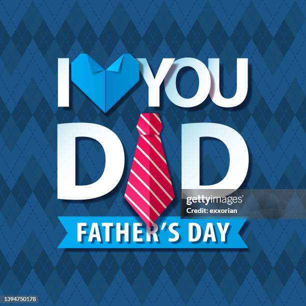 stockillustraties, clipart, cartoons en iconen met i love you dad origami - vaderdag