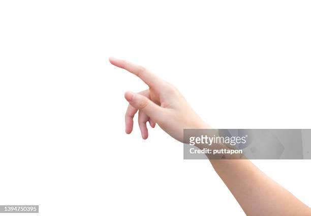 a close up of a woman's hand on a white background - stock photo - finger studio close up stock-fotos und bilder