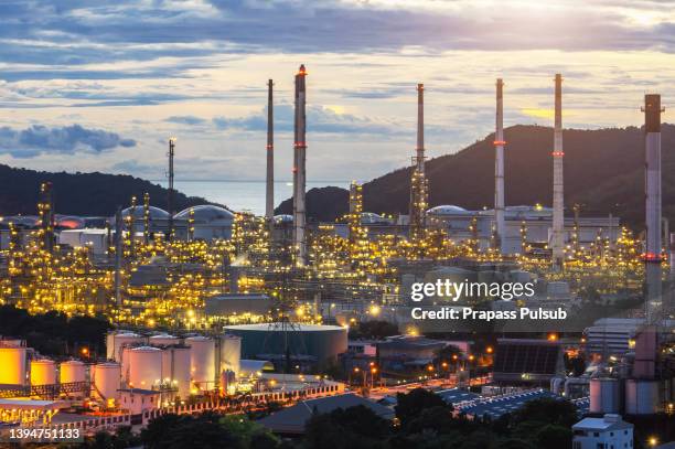 aerial view oil refinery, refinery plant - gas plant stock pictures, royalty-free photos & images