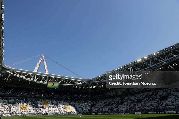 General view inside the stadium prior to the Serie A match between Juventus and Venezia FC at Allianz Stadium on May 01, 2022 in Turin, Italy.