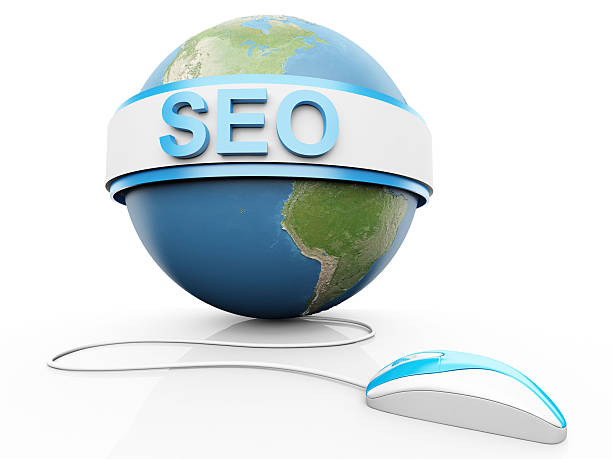 search engine optimization around a globe - weebly seo stock pictures, royalty-free photos & images