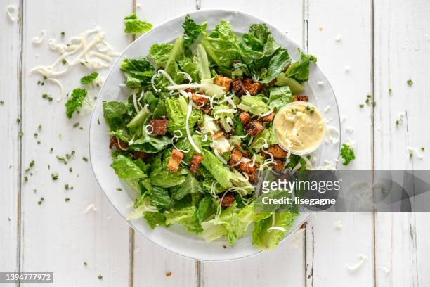 caesar salad - almond meal stock pictures, royalty-free photos & images