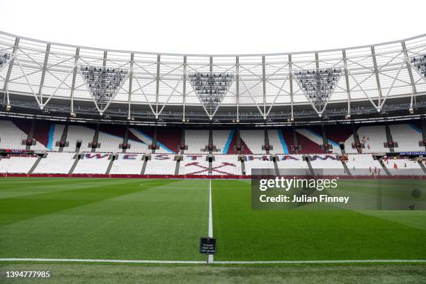 General view of the inside of the London Stadium prior to kick off of the Premier League match between West Ham United and Arsenal at London Stadium...