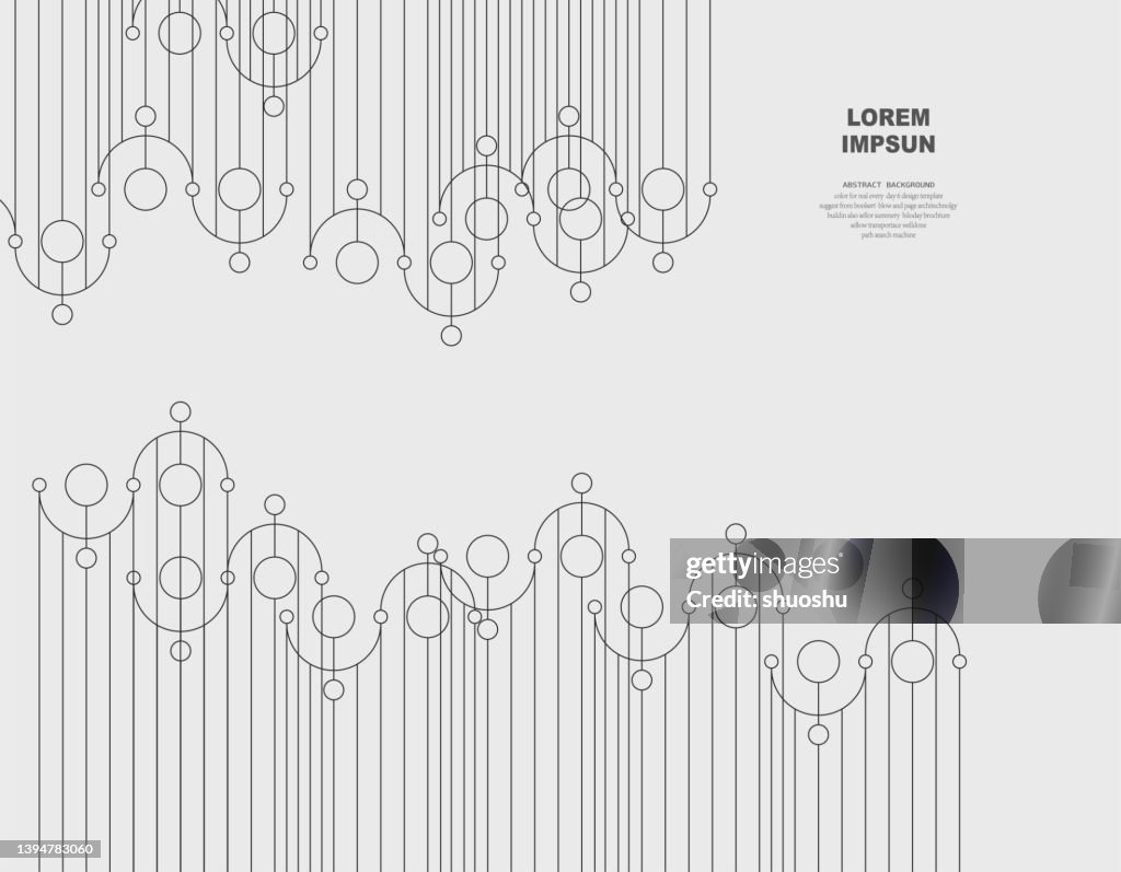 Abstract black and white circle curve line sketch texture pattern background for design