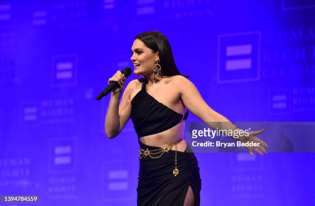 Jessie J performs onstage during the Human Rights Campaign 2022 Greater New York Dinner at Marriott Marquis Times Square on April 30, 2022 in New...