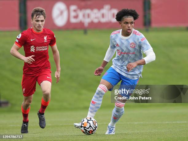 Shola Shoretire of Manchester United U23s in action during the Premier League 2 match between Liverpool U23s and Manchester United U23s at AXA...