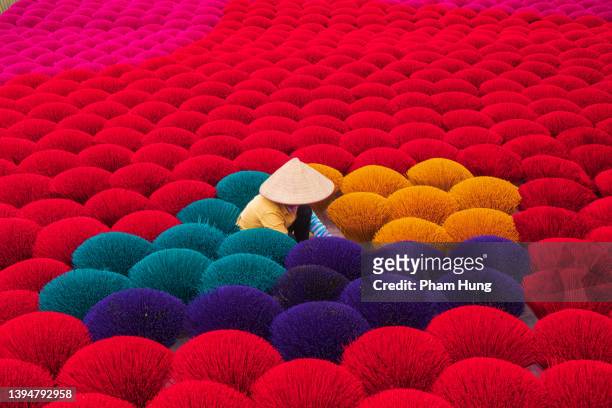 drying incense stick - vietnam stock pictures, royalty-free photos & images