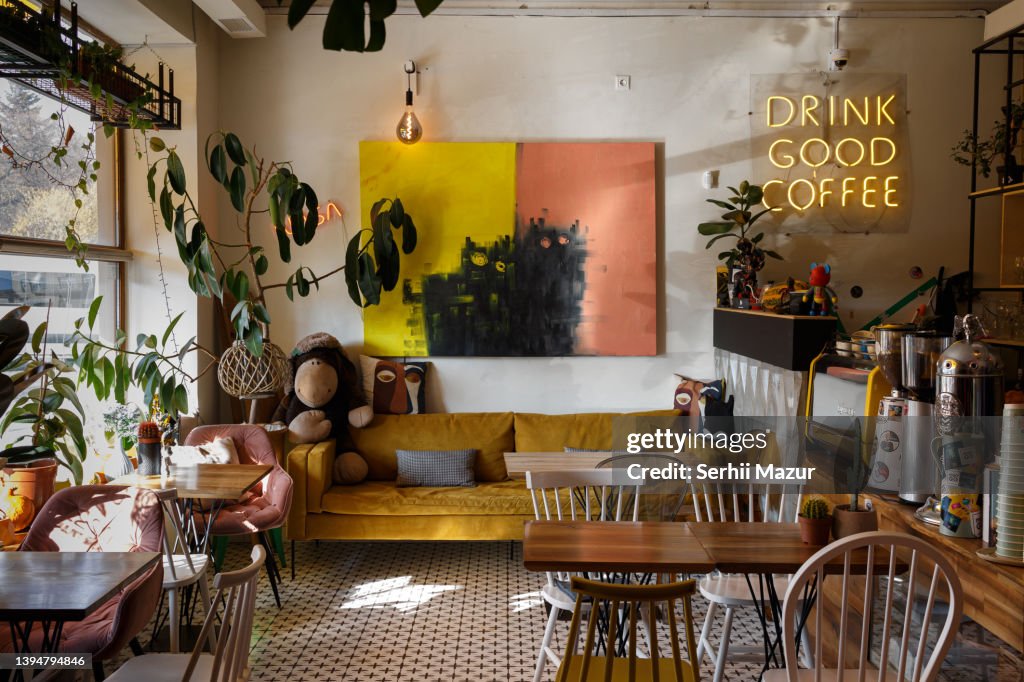 Coffee shop interior - stock photo