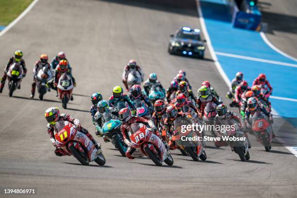 Moto3 race start during the race of the MotoGP Gran Premio Red Bull de España at Circuito de Jerez on May 01, 2022 in Jerez de la Frontera, Spain.