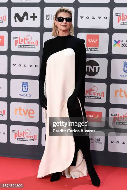 Najwa Nimri attends the red carpet of Platino Awards for Ibero-American Cinema 2022 at IFEMA Palacio Municipal on May 01, 2022 in Madrid, Spain.