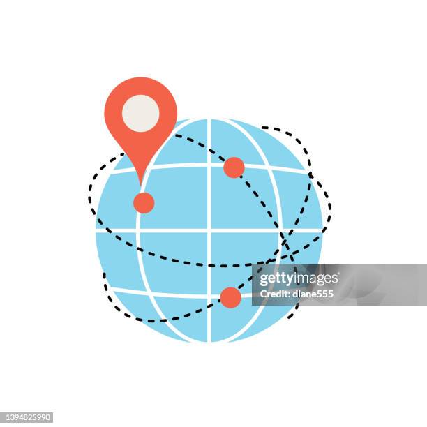 ilustraciones, imágenes clip art, dibujos animados e iconos de stock de seguimiento global - logística entrega y transporte iconos de color plano - icono de pin de mapa