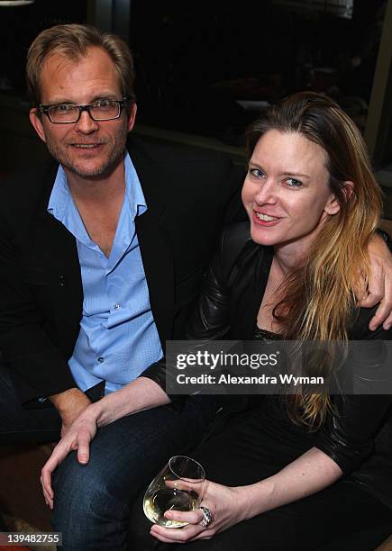 Global Green USA CEO Matt Petersen and writer Justine Musk attend V-Day Cocktails and Conversation with Eve Ensler at Soho House on February 21, 2012...