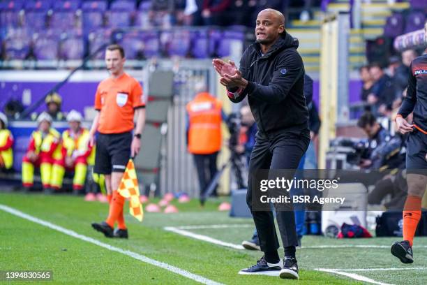 Head coach Vincent Kompany of RSC Anderlecht during the Jupiler Pro League - Championship Round match between RSC Anderlecht and Club Brugge at Lotto...