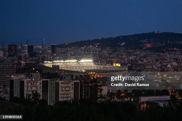 General view of the stadium during the La Liga Santander match between FC Barcelona and RCD Mallorca at Camp Nou on May 01, 2022 in Barcelona, Spain.
