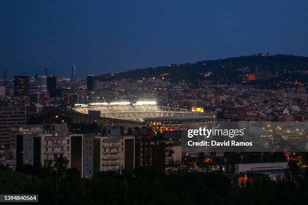 General view of the stadium during the La Liga Santander match between FC Barcelona and RCD Mallorca at Camp Nou on May 01, 2022 in Barcelona, Spain.