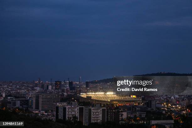 General view of the stadium during the La Liga Santander match between FC Barcelona and RCD Mallorca at Camp Nou on May 01, 2022 in Barcelona, Spain.
