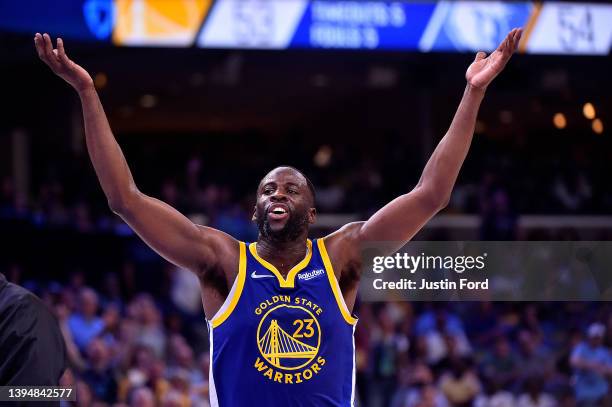 Draymond Green of the Golden State Warriors reacts after being ejected during Game One of the Western Conference Semifinals of the NBA Playoffs...
