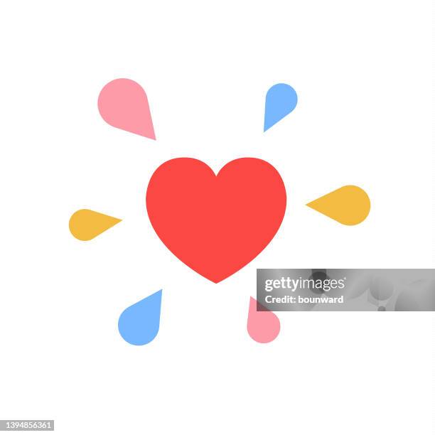 red heart shape flat icon - oil splash white background stock illustrations