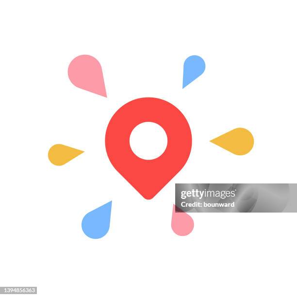 red map pin icon location - site internet stock illustrations