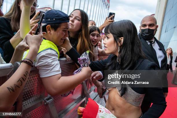 Lali Esposito arrives at the Platino Awards for Ibero-American Cinema 2022 at IFEMA Palacio Municipal on May 01, 2022 in Madrid, Spain.